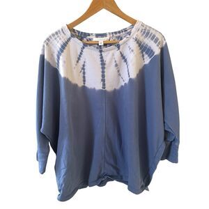 Pure Jill Womens French Terry Blue Tie‎ Dye Size M Organic Cotton Bohemian Coast